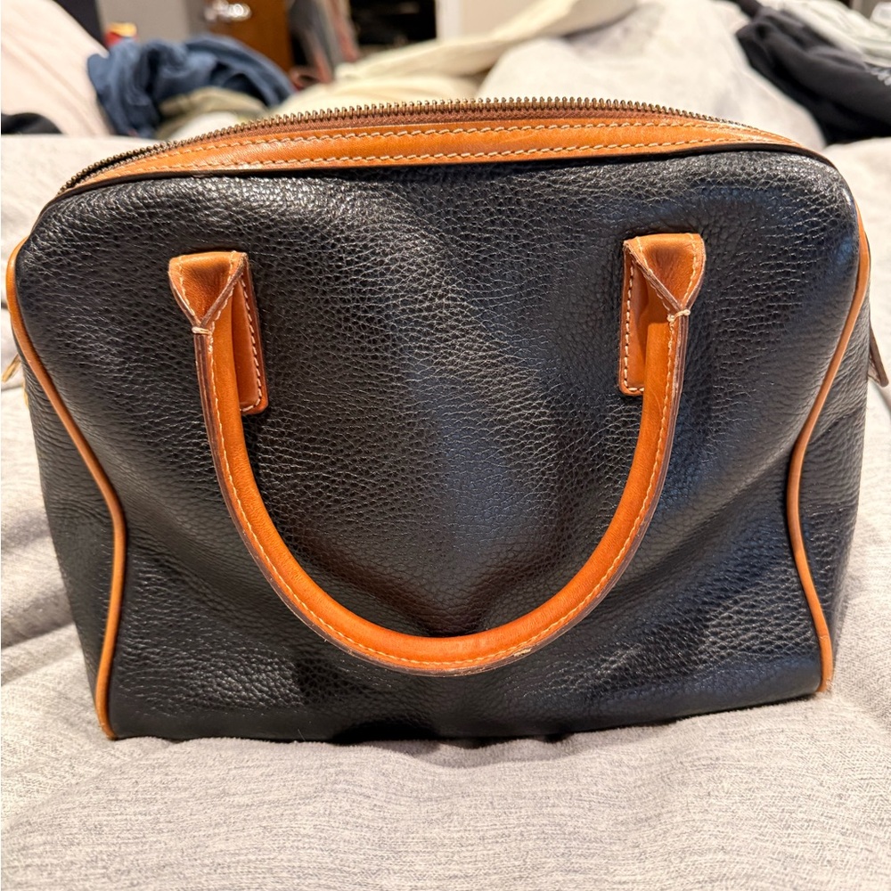 Rare Vintage Celine Black and Brown Leather Boston Bag